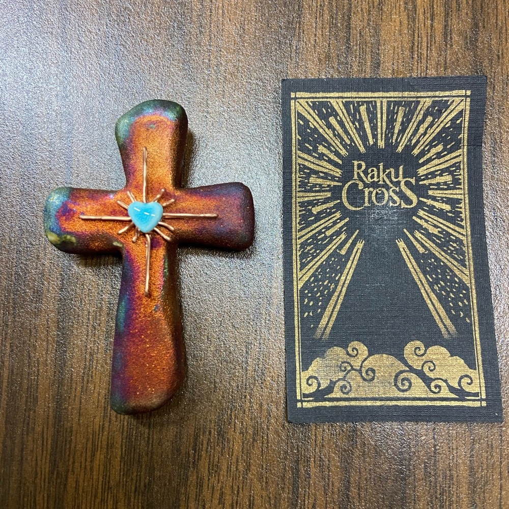 Raku Cross Multicolor Ceramic Cross
